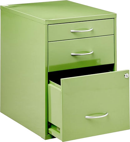 OSP Home Furnishings HPB Heavy Duty 3-Drawer Metal File Cabinet for Standard Files and Office Supplies, Green Finish