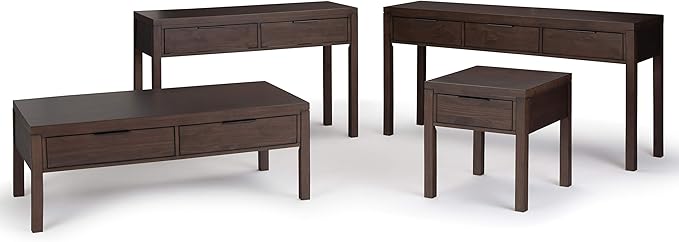 SIMPLIHOME Hollander SOLID WOOD 60 inch Wide Wide Console Sofa Entryway Table in Warm Walnut Brown with Storage, 3 Drawers , for the Living Room, Entryway and Bedroom