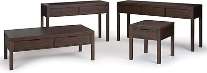 SIMPLIHOME Hollander SOLID WOOD 60 inch Wide Wide Console Sofa Entryway Table in Warm Walnut Brown with Storage, 3 Drawers , for the Living Room, Entryway and Bedroom