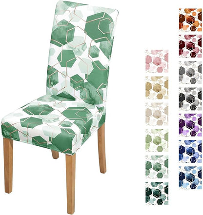 Gibelle Dining Room Chair Covers Set of 4, Soft Stretch Kitchen Chair Covers Slipcover Protector, Removable Washable Geometric Parson Chair Covers 4 Pack, Dark Cyan