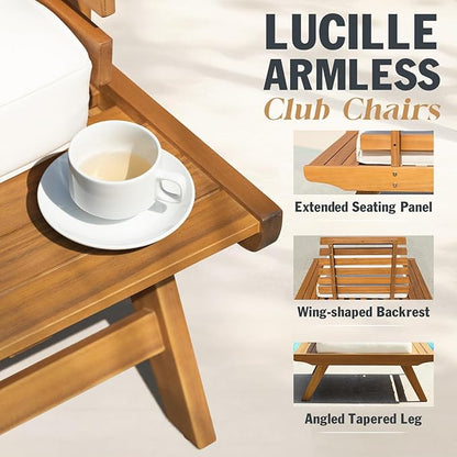 Lucille Set of 2 with End Table, Onesize, Armless Club Chairs
