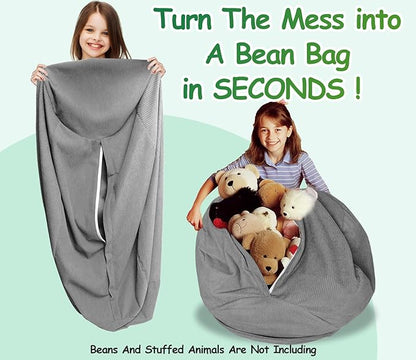 Premium Corduroy Stuffed Animal Storage Bean Bag Chair Cover (No Filler) for Organizing Plush Toys Or Textile Stuffable Bean Bag Sack for Adults Teens Children Lazy Chair Playroom Washable Cover