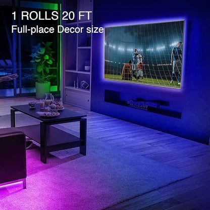 phopollo Led Lights 20ft for Bedroom Color Changing Luces Led para Decoracion RGB DIY Color Option with Power Supply and Remote