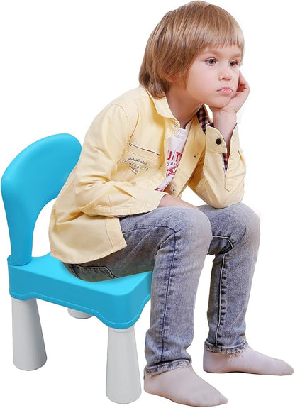 burgkidz Plastic Toddler Chair, Durable and Lightweight Kids Chair, 9.3" Height Seat, Indoor or Outdoor Use for Toddlers Boys Girls Blue