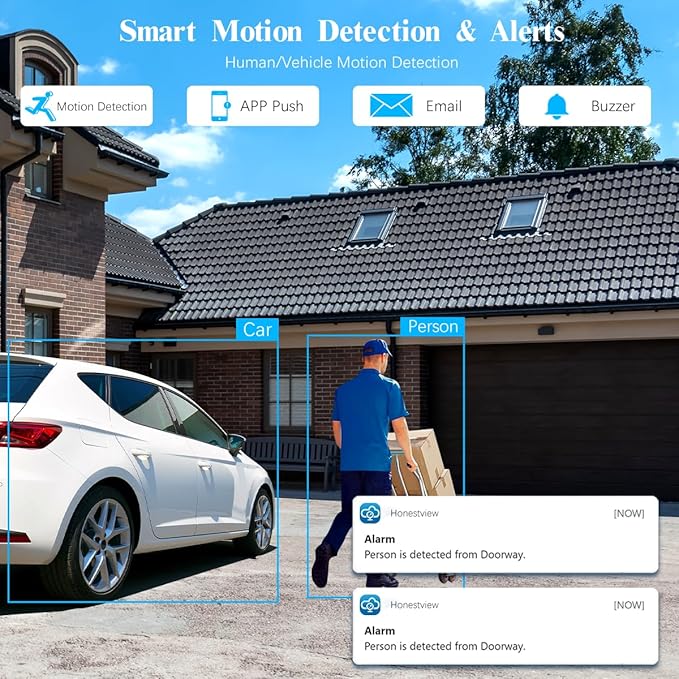 OOSSXX (HD 2.7K 5.0MP with Audio) Outdoor Wired Security Camera Systems PoE Outdoor Surveillance Video System