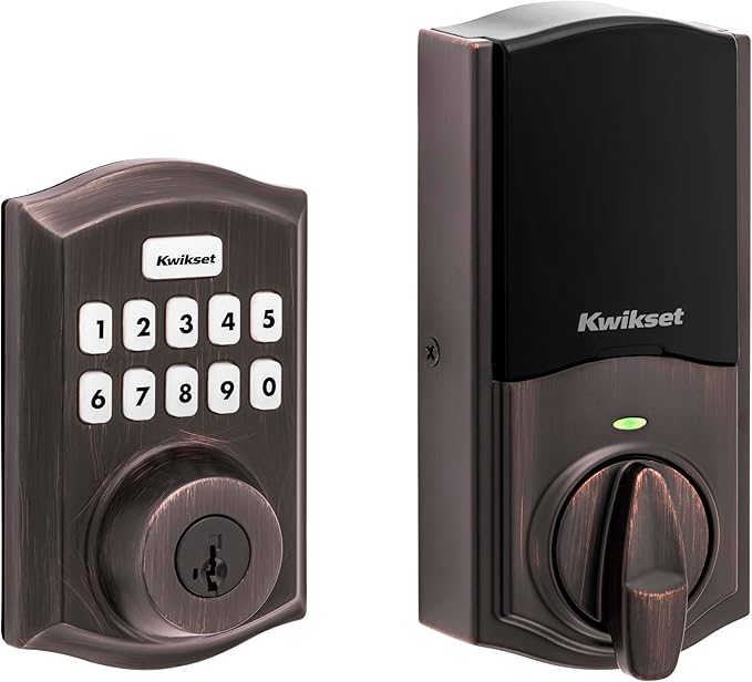 Kwikset HomeConnect 620 Z-Wave Long Range Enabled Keypad Smart Lock with Convenient Keyless Entry, Customizable User Codes, S2 Security and SmartStart Provisioning Venetian Bronze Traditional