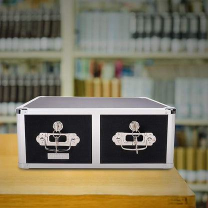 Vaultz® Locking Index Card Cabinet for 4" x 6" Cards, 2-Drawer, 6 3/4" H x 14" W x 16" D, Black