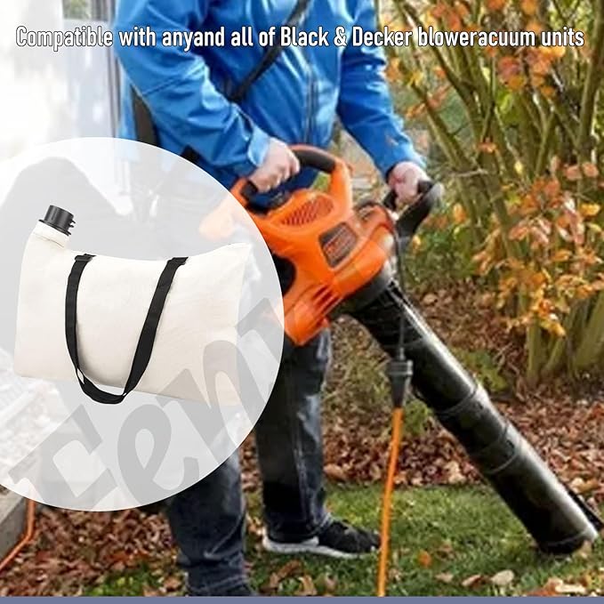 Leaf Blower Vacuum Leaf Bags 610004-01 Compatible with Black & Decker BV-003 BV1000 Fits BV1000 BV1500 BV2000 BV2100 BV2500 BV2500-AR BV2500-B2 BV2500-B2C