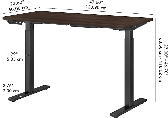 Bush Business Furniture Move 60 Electric Ergonomic Sit-Stand Computer Table for Home and Professional Office, 48W x 24D, Black Walnut