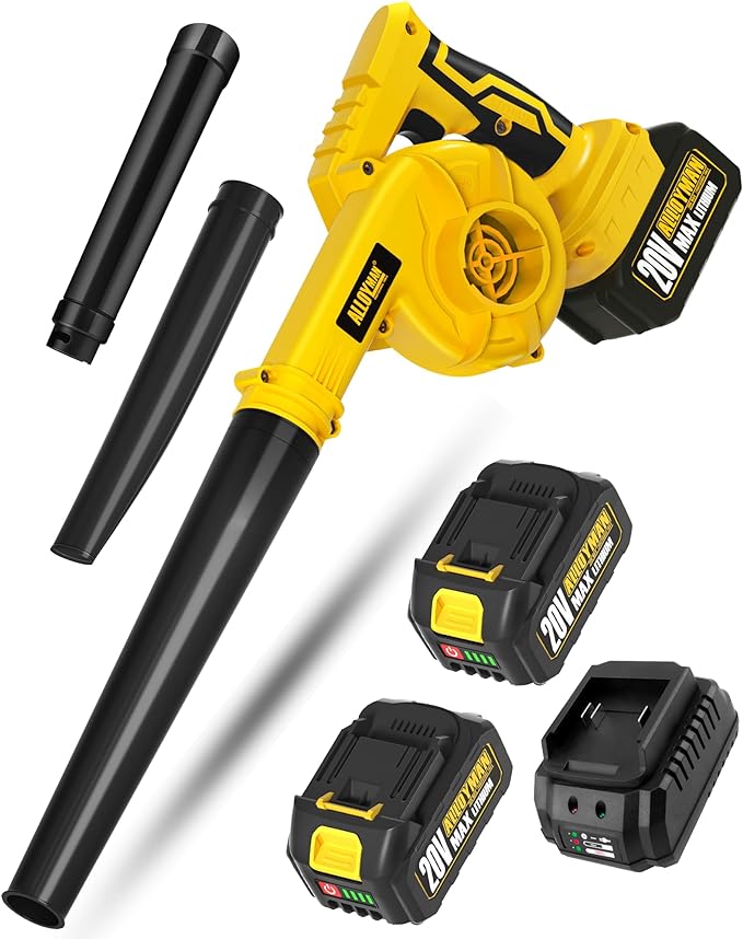 ALLOYMAN Leaf Blower, 20V Cordless Leaf Blower, with 2 X 4.0Ah Battery & Charger, 2-in-1 Electric Leaf Blower & Vacuum for Yard Cleaning/Snow Blowing.