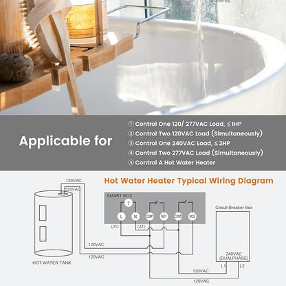 SURAIELEC WiFi Pool Timer, Outdoor Indoor Smart Switch, 40 AMP, 2HP, 120, 240, 277 VAC, Heavy Duty Pool Controller Light Timer Box for Pool Pump, Water Heater, Spa, Powerful Electrical Appliances