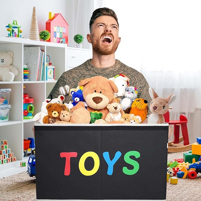 VICTOR'S Toy Storage Organizer - Extra Large Toy Box Chest Storage Boxes Bins Baskets for Kids, Boys, Girls, Nursery Room, Playroom (New Black)