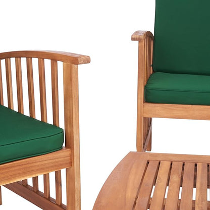 SAFAVIEH Outdoor Collection Rocklin Natural/ Green Cushion 4-Piece Conversation Patio Set