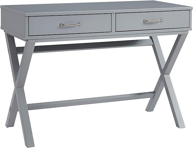 Linon Grey Campaign Style Sawyer Desk