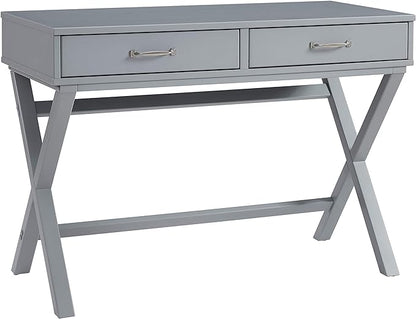 Linon Grey Campaign Style Sawyer Desk