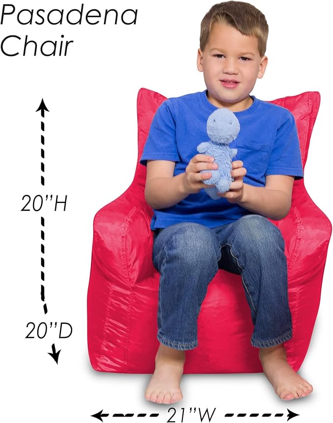 Posh Creations Bean Bag Structured Seat for Toddlers and Kids, Comfy Chair for Children, Pasadena, Red