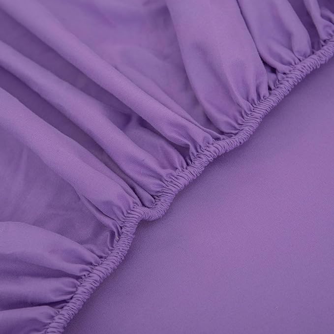 Twin Bed in a Bag Purple Seersucker Comforter Set 5-Pieces Microfiber Lightweight Comforter All Season Bedding Sets with Comforter,Flat Sheet,Fitted Sheet and Pillowcases