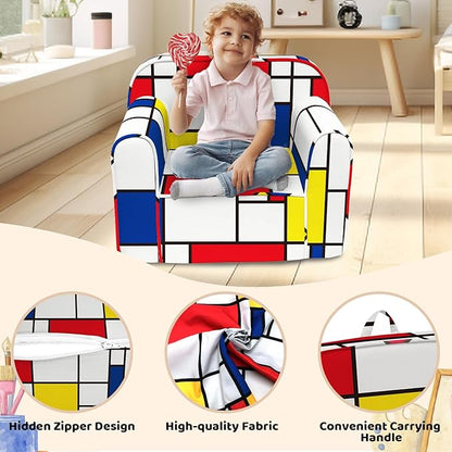 Cuddly Toddler Chair, Kids Snuggly-Soft armchair,Kids Sofa Chair with Washable and Removable Cover,Toddler Foam Chair with Friendly Carrying Handle, Reading Couch for Boys and Girls