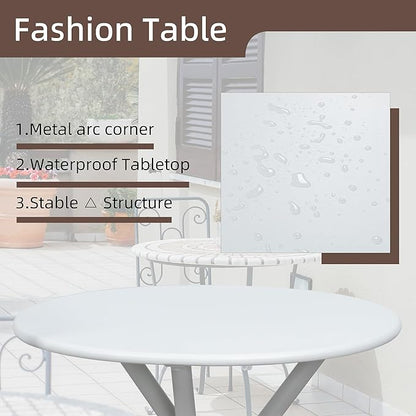 Shintenchi 3 Pieces Outdoor Patio Bistro Sets, Textilene Fabric Small Patio Furniture Set, Front Porch Chairs Conversation Set with Table for Lawn, Garden, Balcony, Poolside (White)