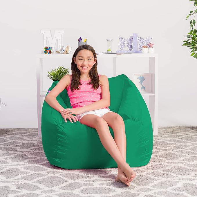 Posh Creations Structured Comfy Bean Bag Chair for Gaming, Reading, and Watching TV, Coronado Chair, Microsuede - Tide Pool