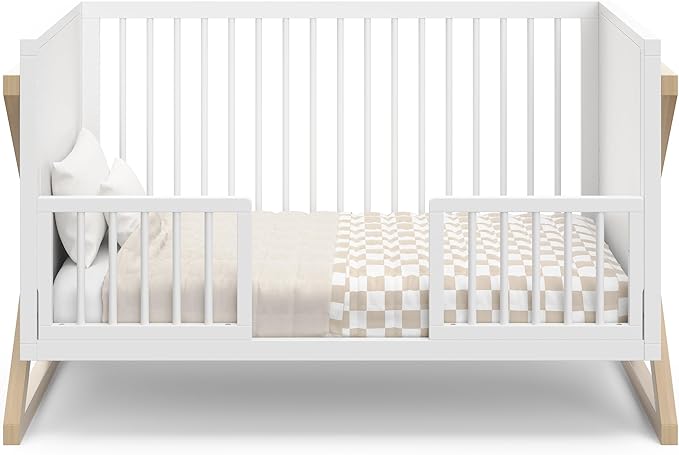 Storkcraft Equinox 3-in-1 Convertible Crib (Driftwood) - Easily Converts to Toddler Bed & Daybed, 3-Position Adjustable Mattress Support Base, Modern Two-Tone Design for Contemporary Nursery