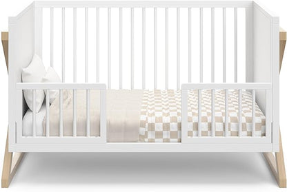 Storkcraft Equinox 3-in-1 Convertible Crib (Driftwood) - Easily Converts to Toddler Bed & Daybed, 3-Position Adjustable Mattress Support Base, Modern Two-Tone Design for Contemporary Nursery