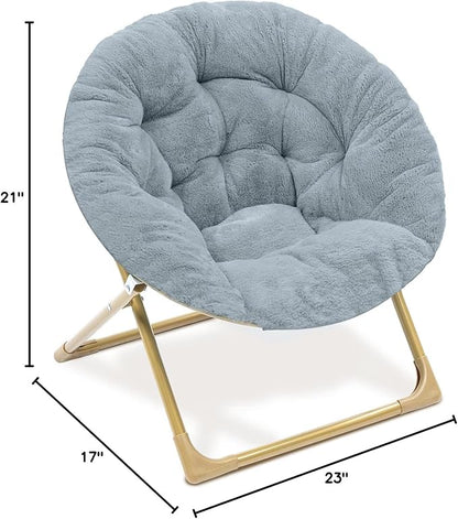 Milliard Mini Cozy Chair for Kids, Sensory Faux Fur Folding Saucer Chair for Toddlers, Grey