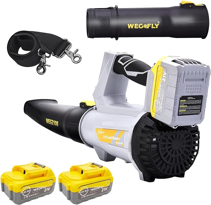 500 CFM Cordless Leaf Blower, 2 x 21V 4.0Ah Battery and Charger, Electric Leaf Blowers for Patio Cleaning, Lawn Care, Blowing Leaves and Snow
