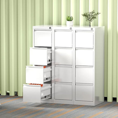 4 Drawer File Cabinet, Office Filing Cabinet with Lock/Drawer, Metal Vertical File Storage Cabinet for A4 Letter/Legal Size, 14.96" W x 17.72" D x 52.36" H, Assembly Required