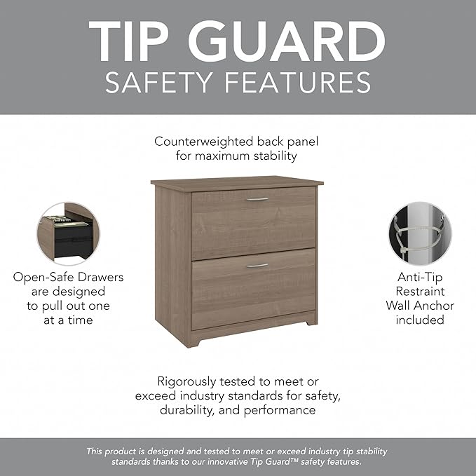 Bush WC31280 Cabot 2-Drawer Lateral File Cabinet, Letter/Legal, Ash Gray, 31-Inch