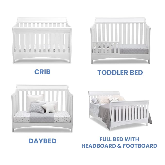 Delta Children Bentley S Series 4-in-1 Crib, White + Serta Perfect Slumber Dual Sided Recycled Fiber Core Crib and Toddler Mattress (Bundle)