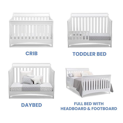 Delta Children Bentley S Series 4-in-1 Convertible Baby Crib, White