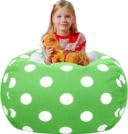 Aubliss Stuffed Animal Bean Bag Storage Chair (Green Dot, X-Large (48''))