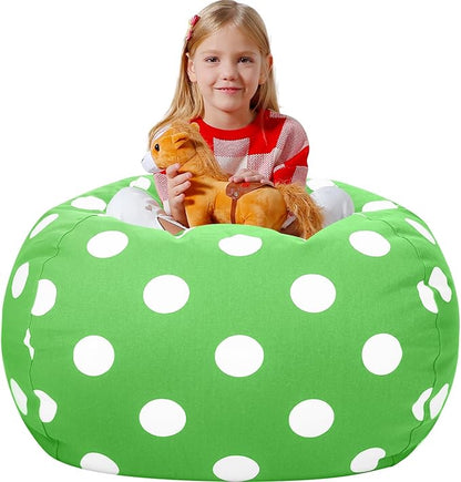 Aubliss Stuffed Animal Bean Bag Storage Chair (Green Dot, Medium (32''))