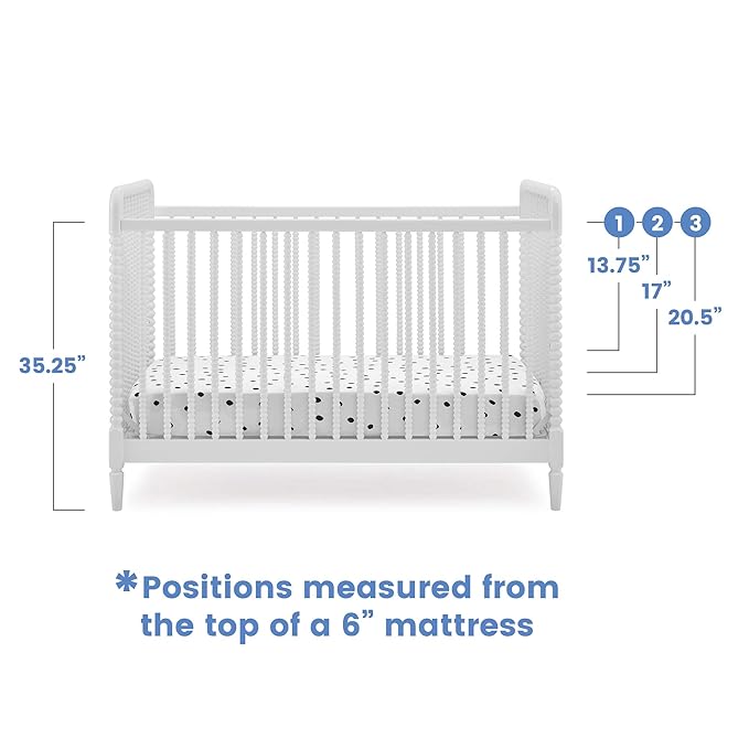 Delta Children Saint 4-in-1 Convertible Crib - Greenguard Gold Certified, Bianca White