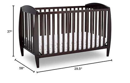 Delta Children Taylor 4-in-1 Convertible Baby Crib, Easy to Assemble, Sustainable New Zealand Wood, JPMA Certified, Dark Chocolate