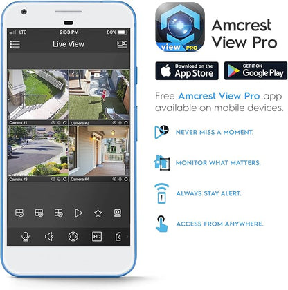Amcrest 5MP POE Camera, Outdoor Vandal Dome Security POE IP Camera, 5-Megapixel, 98ft NightVision, 2.8mm Lens, IP67, IK10 Resistance, MicroSD 256GB (Sold Separately), Cloud, NVR (IP5M-D1188EB-28MM)