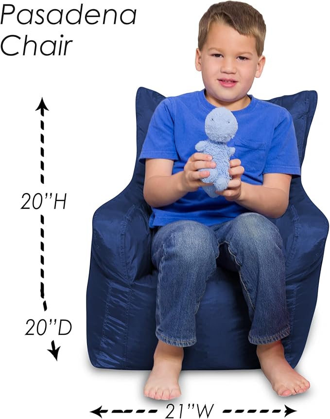Posh Creations Structured Comfy Bean Bag Chair for Gaming Reading and Watching TV Pasadena Soft Nylon-Navy Pasadena Chair