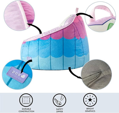 Idea Nuova Gabbys Dollhouse Hillside by pod Plush Kids Bean Bag Chair, 24"x24"x25", Ages 3+