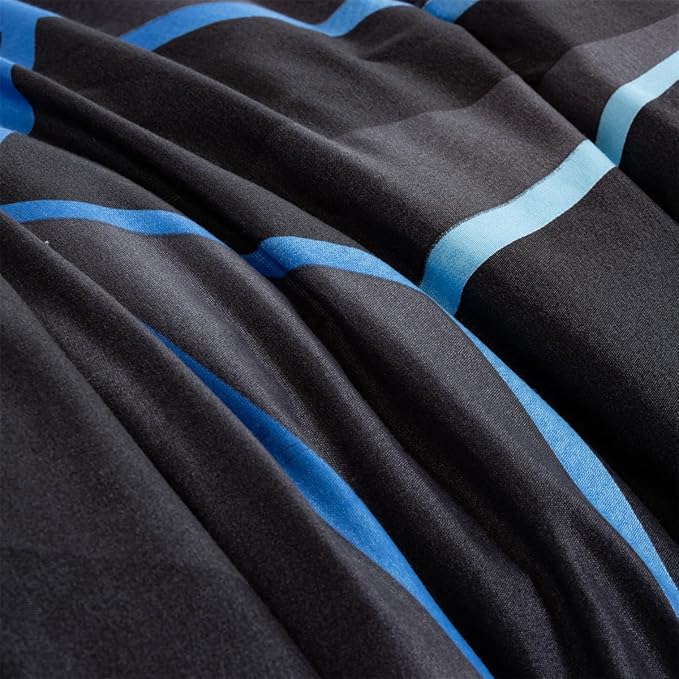 NTBED 3D Geometric Comforter Set for Boys Kids, Irregular Diamond Pattern Lightweight Microfiber Bedding Sets All Season (Dark Blue,Full)