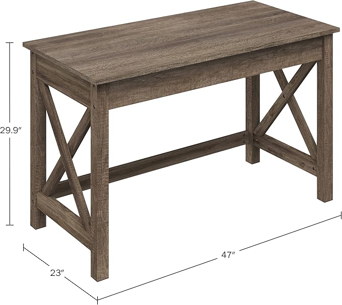Lavish Home Writing Desk with X-Pattern Legs for Office, Bedroom, Computer, or Craft Table, 47-Inch Long, Light Tan Woodgrain