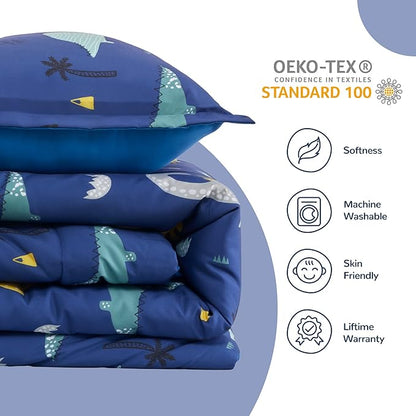 SLEEP ZONE Kids Bedding Full/Queen Comforter Set - Cute Printed for Boys, Girls, Teens, Super Soft, Fade Resistant, Dino Family, Full/Queen