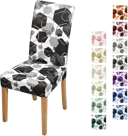 Gibelle Dining Room Chair Covers Set of 4, Soft Stretch Kitchen Chair Covers Slipcover Protector, Removable Washable Geometric Parson Chair Covers 4 Pack, Black