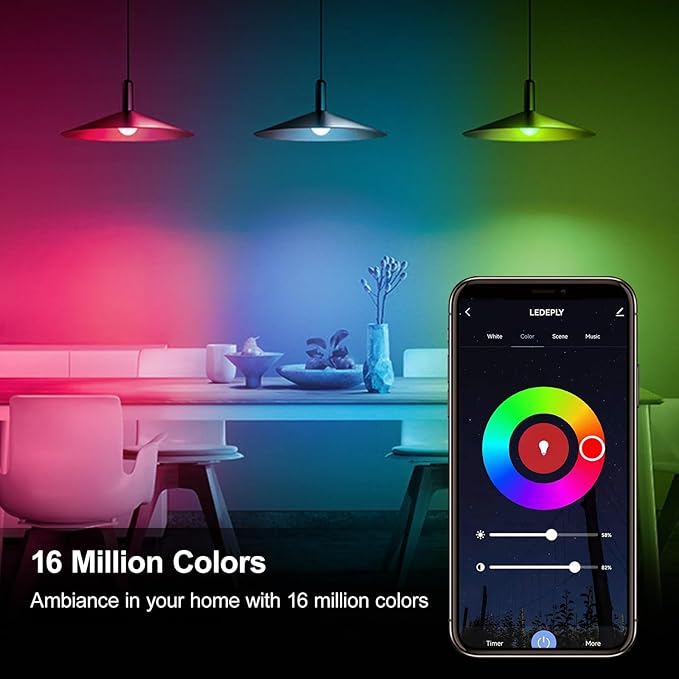 WiFi GU10 LED Smart Spot Light Bulb, 5W=40W, Compatible with Alexa Google Home, Dimmable, Tunable White(2700k-6500k), Smart LED Bulb Remote Control, No Flickering, 2 Pack