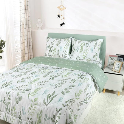 DILIMI King Size Comforter Set, 3 Pieces King Comforter Set, Reversible Green Comforter King, Ultra Soft and Fluffy Bedding Comforter Sets with Comforter, 2 Pillowcase