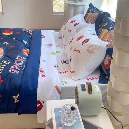 Sports Comforter Set Twin Size for Boys Kids Teens 7 Piece Basketball Baseball Bed in A Bag Soccer Football Trophies Bedding Set All Season Lightweight