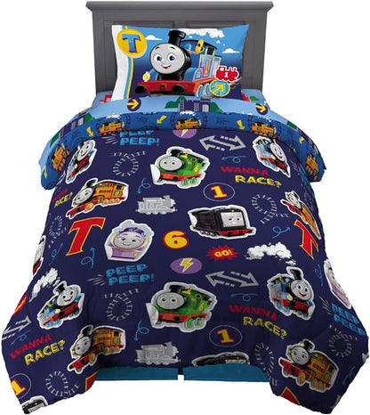 Franco Thomas & Friends Kids Bedding Super Soft Comforter and Sheet Set with Sham, 5 Piece Twin Size, (Officially Licensed Product)