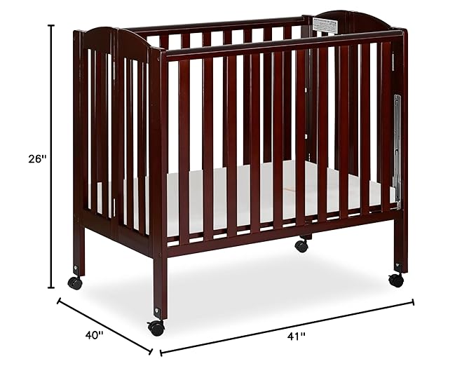 3 in 1 Portable Folding Stationary Side Crib in Espresso, Greenguard Gold Certified , 41x26x40 Inch (Pack of 1)