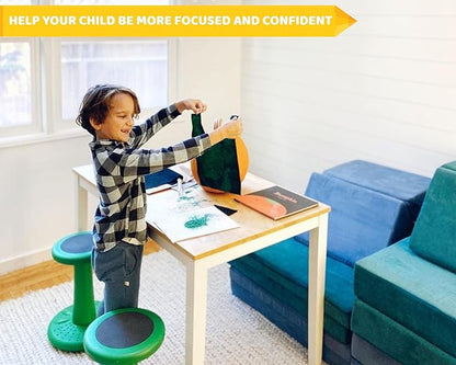 Studico ActiveChairs Kids Wobble Stool, Flexible Elementary Classroom Seating, Improves Focus, Posture and Helps ADHD/ADD, Sensory Chair, Active Fidget Chairs, Pre-Teen 17.75" Chair, Ages 7-12, Green