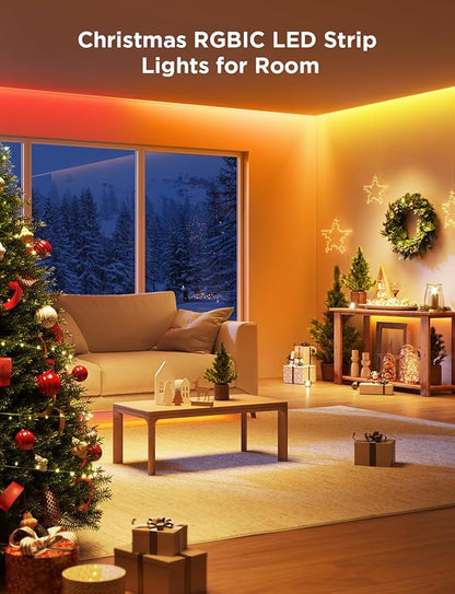 Govee 65.6ft RGBIC LED Strip Lights, Color Changing LED Strips, App Control via Bluetooth, Smart Segmented Control, Multiple Scenes, Enhanced Music Sync LED Lights for Bedroom, Home Decor (2 X 32.8ft)